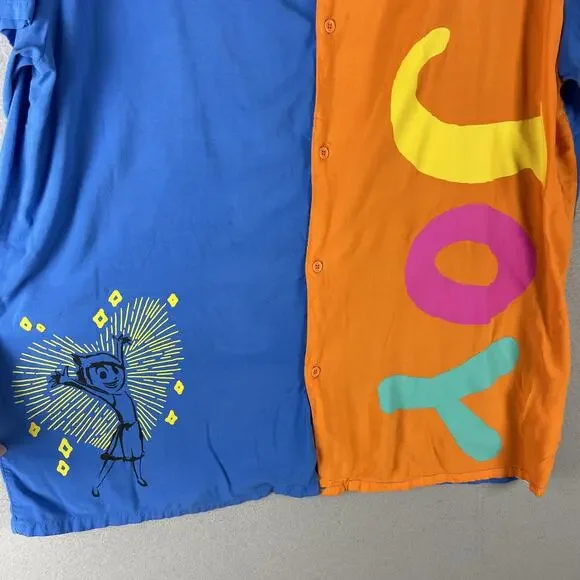 Disney Inside Out Joy Shirt Mens XXL 2XL Button Up Short Sleeve Lightweight - Picture 3 of 15